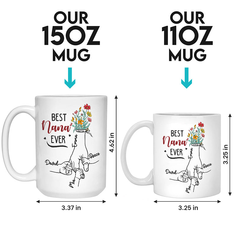 Meilleure grand-mère de tous les temps - Mug personnalisé pour la famille - Cadeau d'anniversaire pour maman et grand-mère