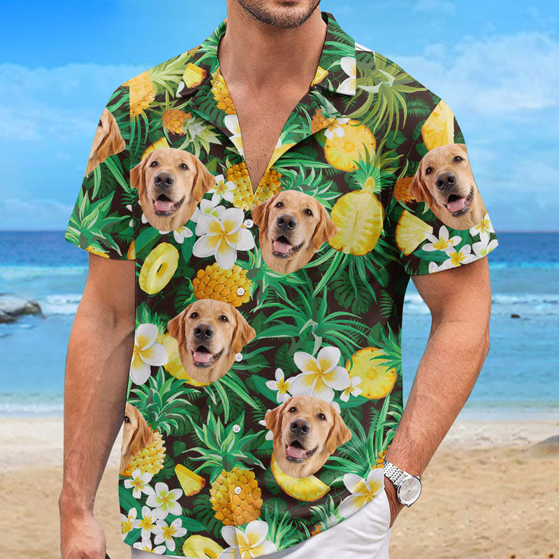 T-shirt hawaïen unisexe personnalisé avec photo, style ananas, pour chien et chat, style tropical, idéal pour les vacances d'été, pour les propriétaires et les amoureux des animaux.