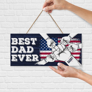 Meilleur papa de tous les temps - Panneau rectangulaire personnalisé en bois pour décoration d'intérieur - Cadeau de fête des pères, de pendaison de crémaillère pour papa