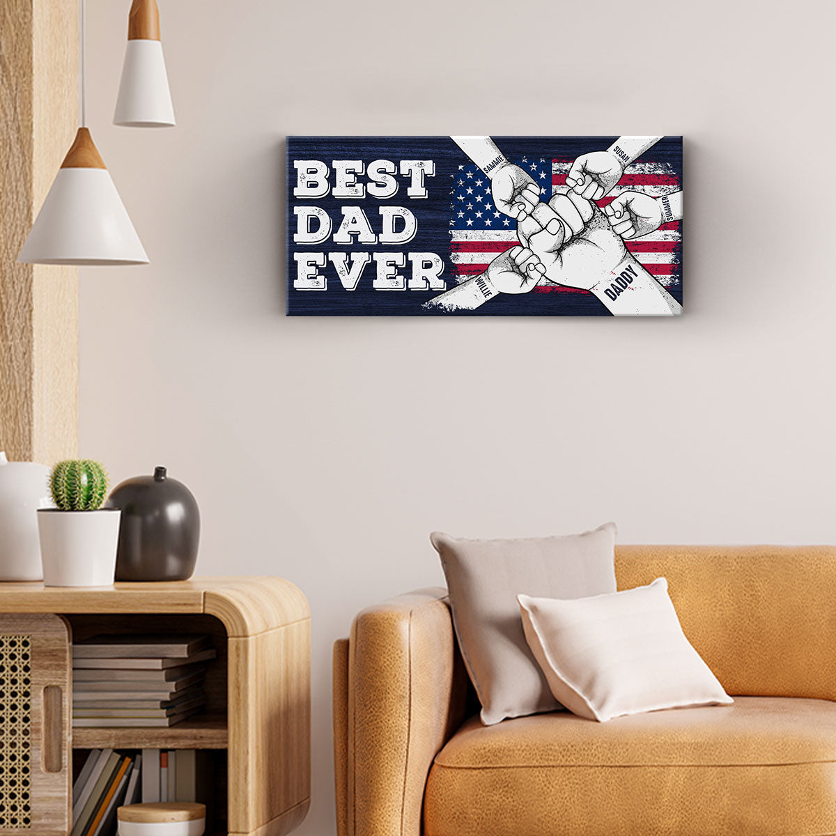 Meilleur papa de tous les temps - Panneau rectangulaire personnalisé en bois pour décoration d'intérieur - Cadeau de fête des pères, de pendaison de crémaillère pour papa