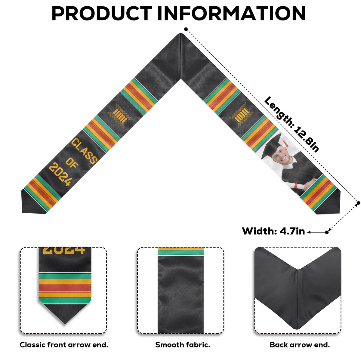 Graduation Time For 2024 - Personalized Custom Graduation Stole - Upload Image, Graduation Gift