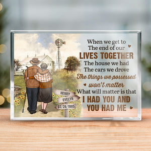Ce qui compte, c'est que je t'ai eu et que tu m'as eu - Plaque acrylique rectangulaire personnalisée pour couple - Cadeau pour mari et femme, anniversaire