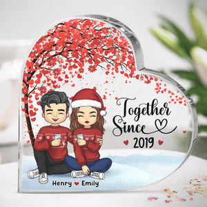 Ensemble depuis - Plaque acrylique personnalisée en forme de cœur pour couple - Cadeau de Noël pour mari et femme, anniversaire
