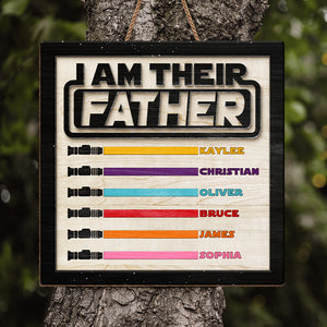 I'm Their Father - Family Personalized Custom Shaped Home Decor Wood Sign - Father's Day, House Warming Gift For Dad
