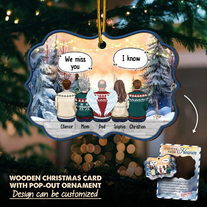 Alors que nous sommes assis au paradis - Carte commémorative personnalisée en bois avec ornement amovible - Cadeau de Noël, cadeau de condoléances pour les membres de la famille
