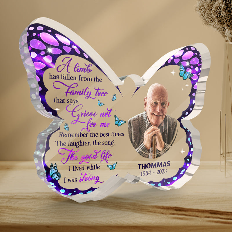 Photo personnalisée « Rappelez-vous les meilleurs moments » - Plaque commémorative personnalisée en acrylique en forme de papillon - Cadeau de condoléances, cadeau pour les membres de la famille
