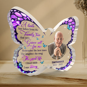 Photo personnalisée « Rappelez-vous les meilleurs moments » - Plaque commémorative personnalisée en acrylique en forme de papillon - Cadeau de condoléances, cadeau pour les membres de la famille