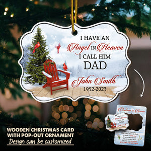 J'ai un ange au paradis - Carte commémorative personnalisée en bois avec ornement amovible - Cadeau de Noël, cadeau de condoléances pour les membres de la famille