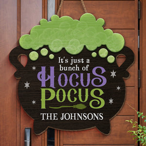 C'est juste un tas d'Hocus Pocus - Panneau en bois personnalisé pour la décoration intérieure - Cadeau d'Halloween pour les membres de la famille