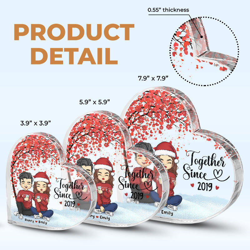 Ensemble depuis - Plaque acrylique personnalisée en forme de cœur pour couple - Cadeau de Noël pour mari et femme, anniversaire