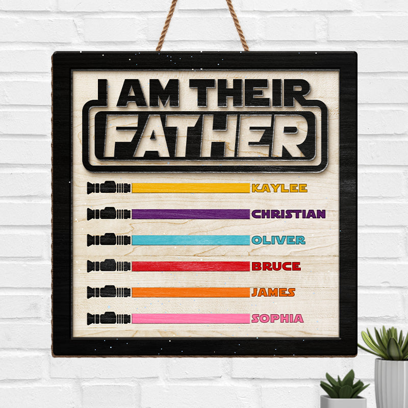 I'm Their Father - Family Personalized Custom Shaped Home Decor Wood Sign - Father's Day, House Warming Gift For Dad