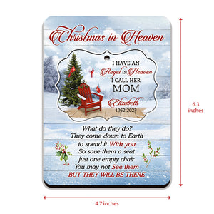 J'ai un ange au paradis - Carte commémorative personnalisée en bois avec ornement amovible - Cadeau de Noël, cadeau de condoléances pour les membres de la famille