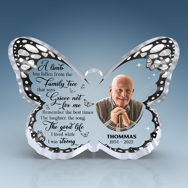 Photo personnalisée « Rappelez-vous les meilleurs moments » - Plaque commémorative personnalisée en acrylique en forme de papillon - Cadeau de condoléances, cadeau pour les membres de la famille