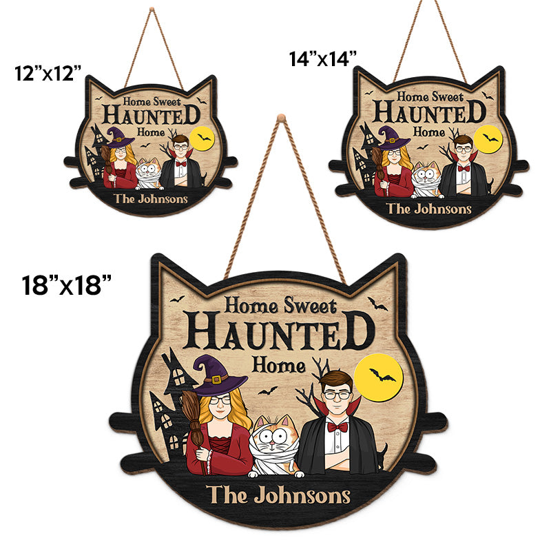 Maison hantée - Décoration personnalisée en bois représentant une sorcière - Cadeau d'Halloween pour mari, femme, propriétaires d'animaux et amoureux des animaux