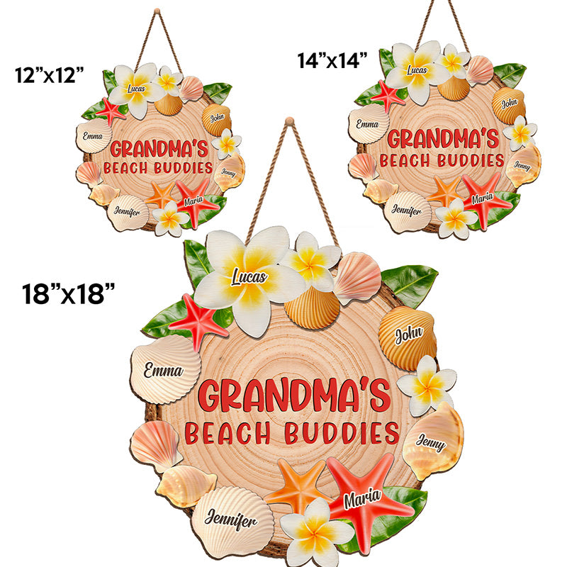 Grandma's Beach Buddies - Panneau en bois personnalisé pour la décoration de la maison - Vacances d'été, cadeau de pendaison de crémaillère pour grand-mère