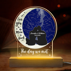 Je t'aime jusqu'à la lune et retour - Lampe LED 3D personnalisée pour couple - Cadeau pour mari et femme, anniversaire