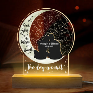 Je t'aime jusqu'à la lune et retour - Lampe LED 3D personnalisée pour couple - Cadeau pour mari et femme, anniversaire