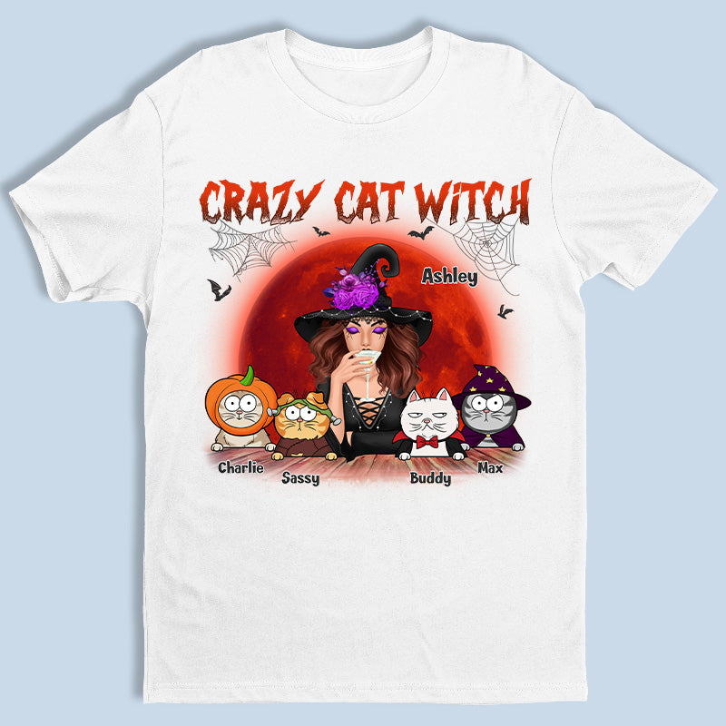 T-shirt, sweat à capuche et sweat-shirt unisexe personnalisé « Chat Sorcière Fou » - Cadeau d'Halloween pour les sorcières, vous-même, les propriétaires d'animaux et les amoureux des animaux.
