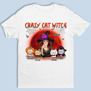 T-shirt, sweat à capuche et sweat-shirt unisexe personnalisé « Chat Sorcière Fou » - Cadeau d'Halloween pour les sorcières, vous-même, les propriétaires d'animaux et les amoureux des animaux.