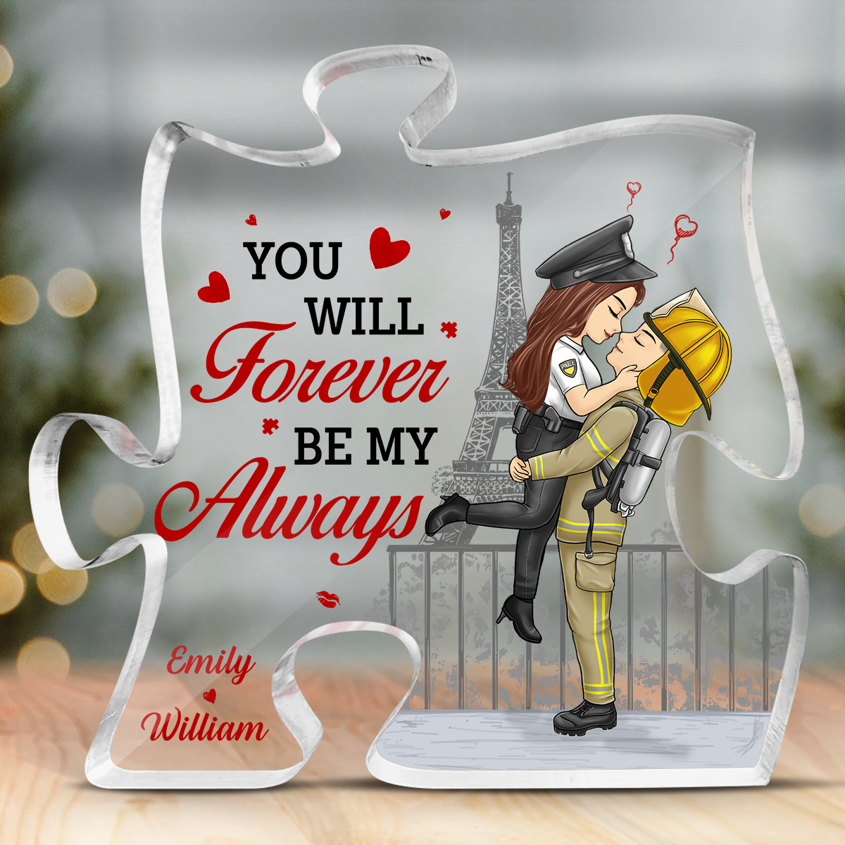 I Love You Forever & Always - Couple Personalized Custom Puzzle Shaped Acrylic Plaque - Gift For Husband Wife, Anniversary