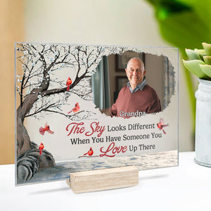 Photo personnalisée Nos cœurs sont ensemble pour toujours - Plaque acrylique personnalisée commémorative - Cadeau de Noël, cadeau de condoléances pour les membres de la famille