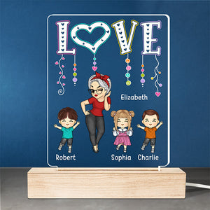 Mes chers enfants, la lumière de ma vie - Lampe LED 3D rectangulaire personnalisée pour la famille - Cadeau pour la fête des mères, maman, grand-mère