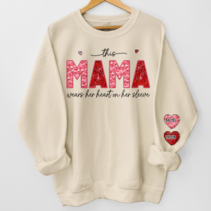 Best Grandma In My Heart - Family Personalized Custom Unisex Sweatshirt With Design On Sleeve - Gift For Mom, Grandma