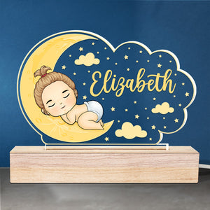 Dors bien bébé - Lampe LED 3D personnalisée en forme de cœur pour la famille - Cadeau pour la fête des mères, la baby shower ou la première maman
