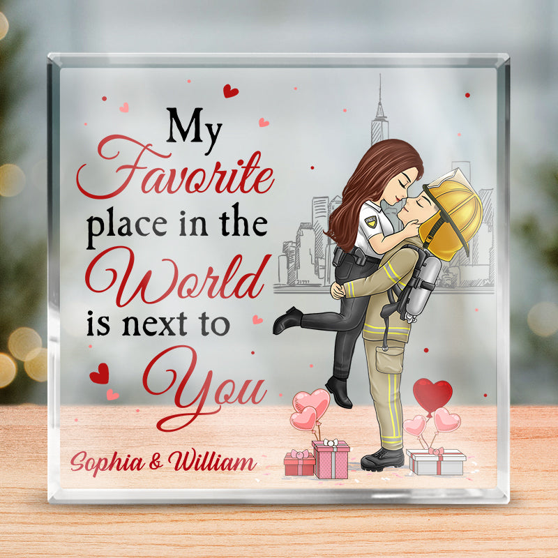Plaque acrylique carrée personnalisée « À côté de vous » pour couple – Cadeau pour mari et femme, anniversaire