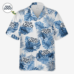 T-shirt hawaïen unisexe personnalisé avec photo et logo d'entreprise - Cadeau idéal pour les vacances d'été, les collègues et les membres de l'équipe