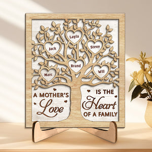 Nous t'aimons de tout notre cœur - Plaque en bois personnalisée à 2 couches avec support - Cadeau de pendaison de crémaillère pour maman, grand-mère