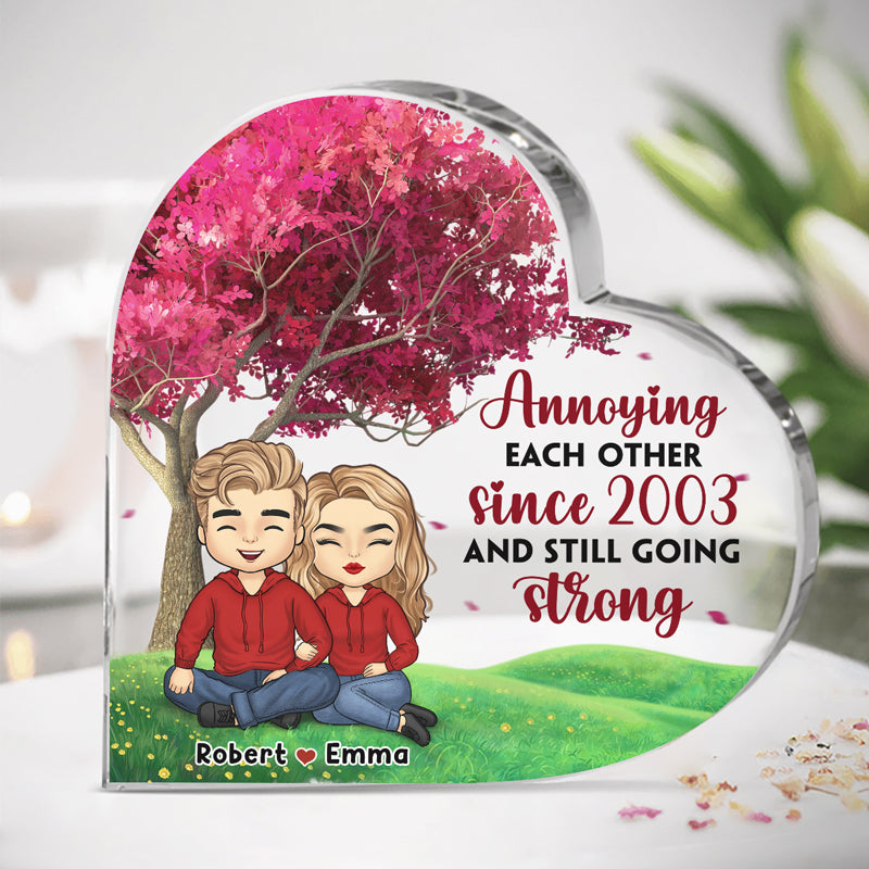Tu es le seul que je veux ennuyer pour le reste de ma vie - Plaque acrylique personnalisée en forme de cœur pour couple - Cadeau pour mari et femme, anniversaire