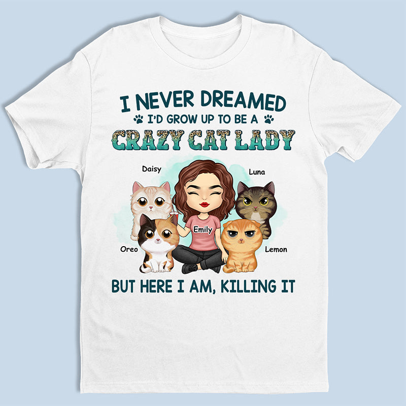 Heureux d'être une dame aux chats - T-shirt unisexe personnalisé, sweat à capuche, sweat-shirt - Cadeau pour les propriétaires et les amoureux des animaux