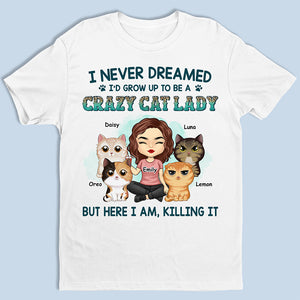 Heureux d'être une dame aux chats - T-shirt unisexe personnalisé, sweat à capuche, sweat-shirt - Cadeau pour les propriétaires et les amoureux des animaux