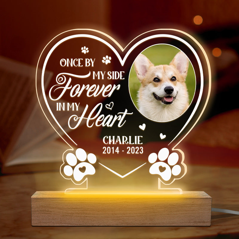 Photo personnalisée « Vos ailes étaient prêtes, mais nos cœurs ne l'étaient pas » – Lumière LED 3D personnalisée en forme de cœur – Cadeau de condoléances, cadeau pour propriétaires d'animaux, amoureux des animaux