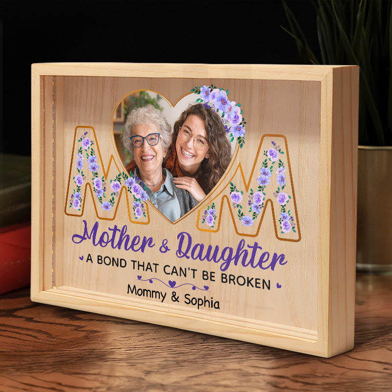 Cadre photo personnalisé, un lien indéfectible - Cadre photo personnalisé pour famille, boîte lumineuse - Cadeau pour maman