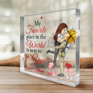 Plaque acrylique carrée personnalisée « À côté de vous » pour couple – Cadeau pour mari et femme, anniversaire