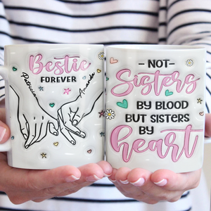 Nous sommes sœurs de cœur - Mug personnalisé avec effet gonflable 3D - Cadeau pour meilleures amies, meilleures amies, sœurs, collègues