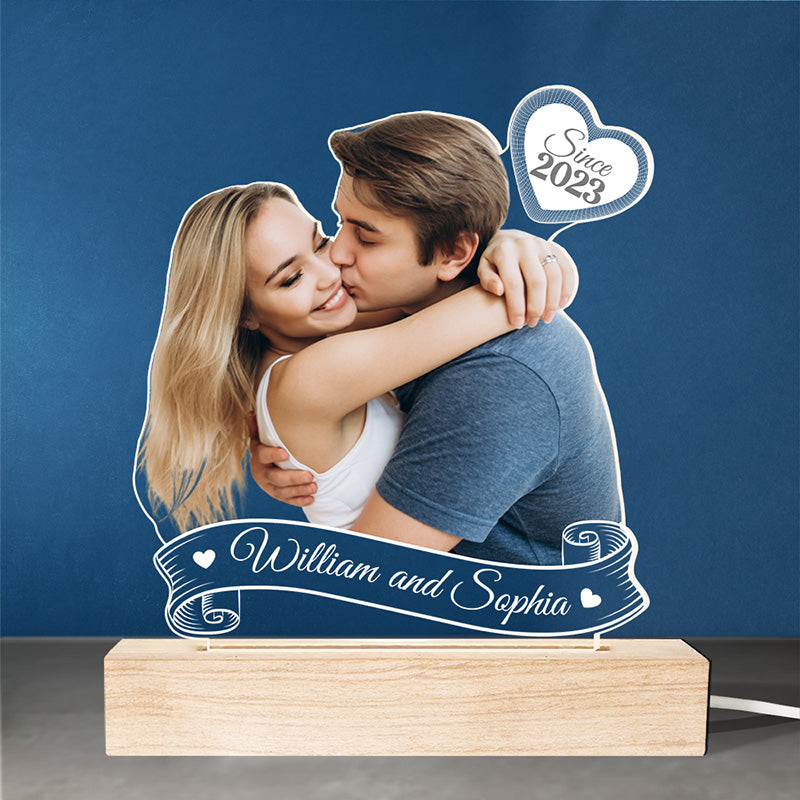 Photo personnalisée « Je t'aime toujours » – Couple personnalisé avec lumière LED 3D en forme personnalisée – Téléchargez une photo cadeau pour mari et femme, anniversaire