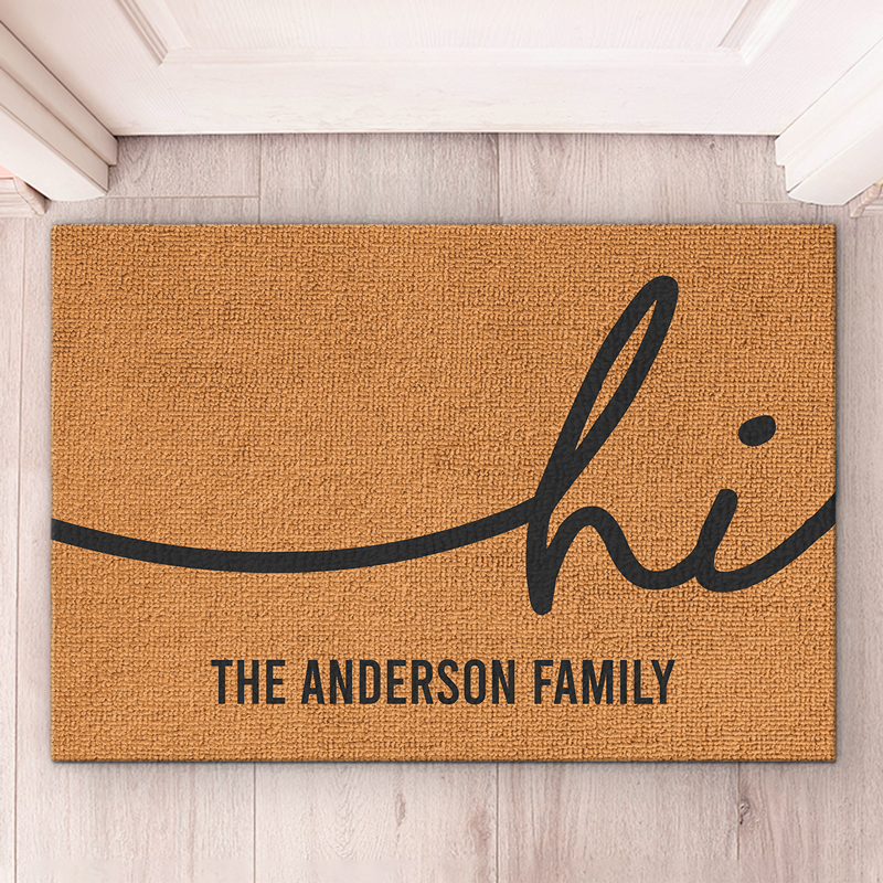 Bienvenue dans notre famille - Tapis décoratif personnalisé pour la famille - Cadeau pour les membres de la famille