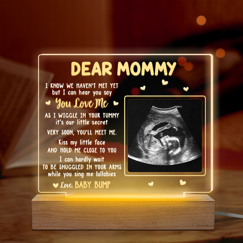 Photo personnalisée très bientôt, tu me rencontreras - Lumière LED 3D rectangulaire personnalisée en famille - Cadeau de fête des mères, de baby shower, pour première maman