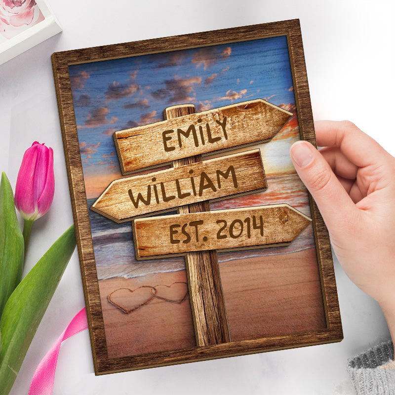 Je t'aime et je t'aimerai toujours - Plaque en bois personnalisée à 2 couches avec support - Cadeau de pendaison de crémaillère pour mari et femme, anniversaire