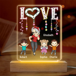 Mes chers enfants, la lumière de ma vie - Lampe LED 3D rectangulaire personnalisée pour la famille - Cadeau pour la fête des mères, maman, grand-mère