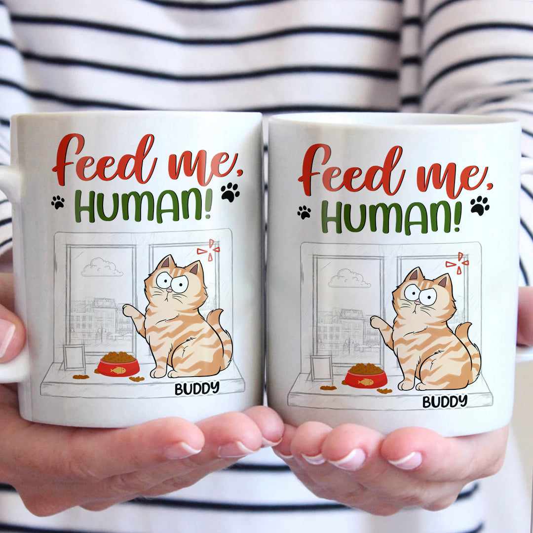 Tasse personnalisée « Nourrissez-moi » – Chat – Cadeau pour les propriétaires et les amoureux des animaux