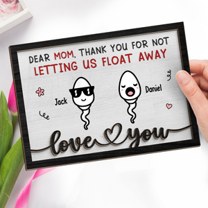 Merci de ne pas nous avoir avalés - Plaque en bois personnalisée à 2 couches avec support - Cadeau de pendaison de crémaillère pour maman