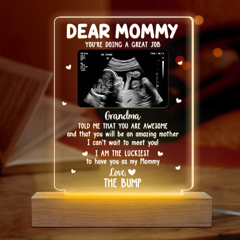 Photo personnalisée « J'ai hâte de te rencontrer » - Lumière LED 3D rectangulaire personnalisée pour la famille - Cadeau pour la fête des mères, la baby shower, la première maman