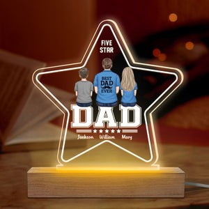 Meilleur papa de tous les temps - Lampe LED 3D personnalisée en forme d'étoile à cinq branches - Cadeau d'anniversaire et de fête des pères pour papa