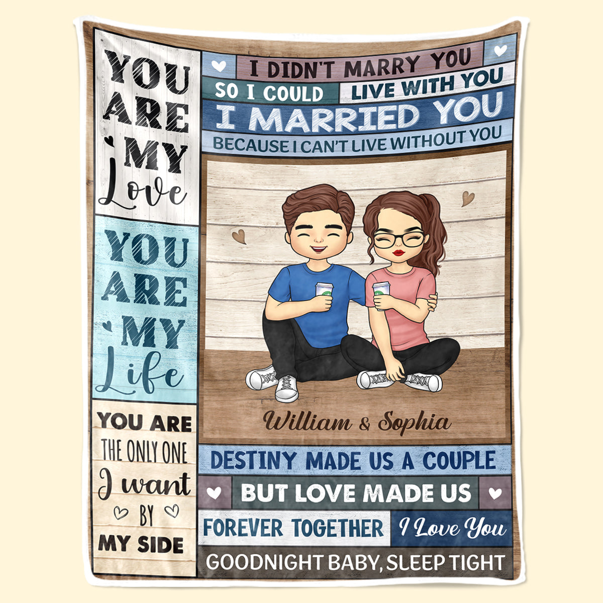 Le destin a fait de nous un couple - Couverture personnalisée pour couple - Cadeau pour mari et femme, anniversaire
