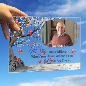 Photo personnalisée Nos cœurs sont ensemble pour toujours - Plaque acrylique personnalisée commémorative - Cadeau de Noël, cadeau de condoléances pour les membres de la famille