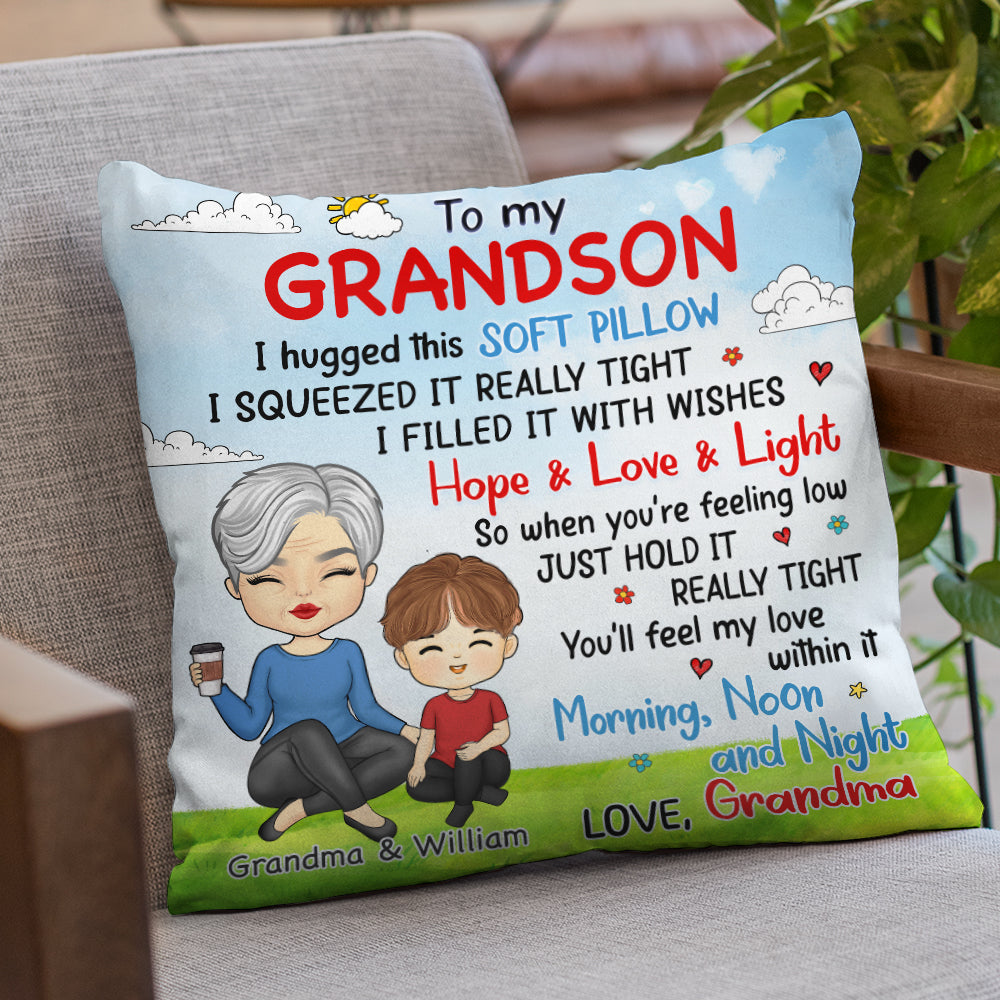 Je l'ai rempli de vœux - Oreiller personnalisé pour la famille - Cadeau d'anniversaire de grand-mère